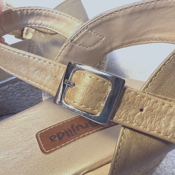 Brujilda Handmde Leather/Espadilas/Sandals-Columbia-Sz 39 (US 8) Spring-Gold - Picture 6 of 15